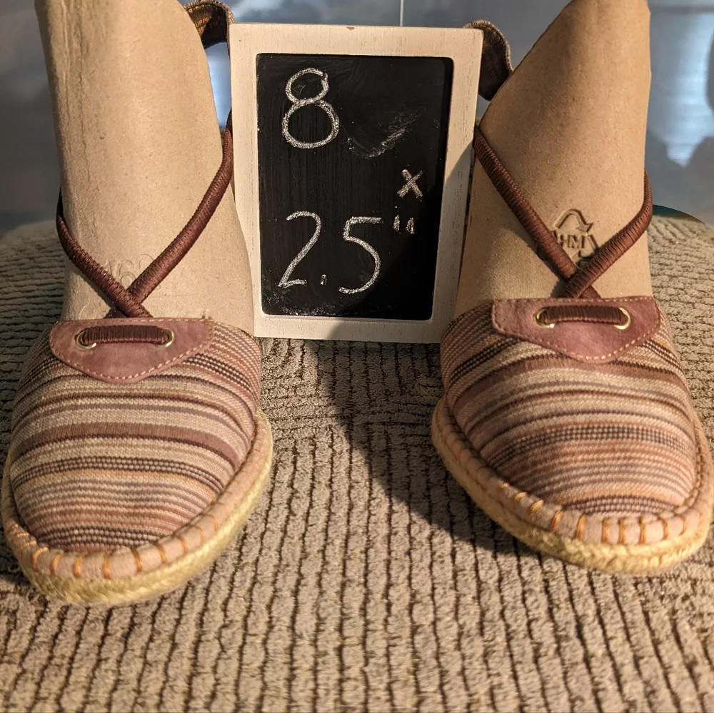 Liz Claiborne Brynn 8 vintage canvasleather captoe espadrille platform 2.5